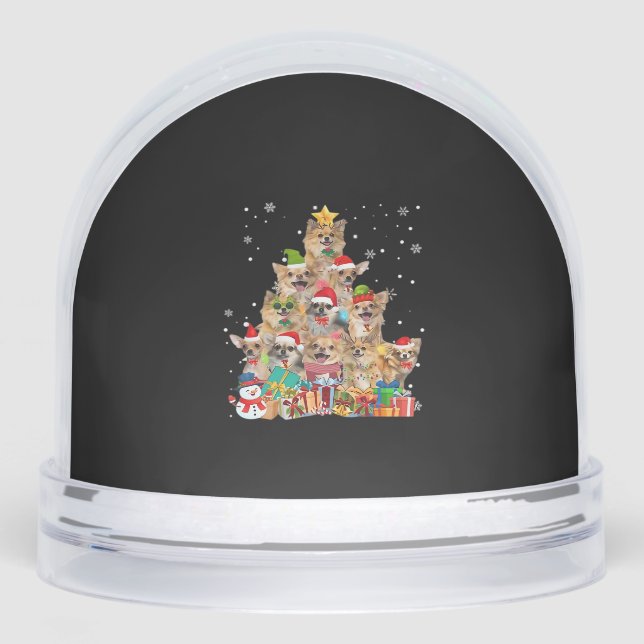 Christmas Tree Xmas Lights Chihuahua Classic T-Shi Snowglobe (Front)