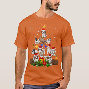 Christmas Tree Xmas Lights Shih Tzu Dog Puppy Love T-Shirt