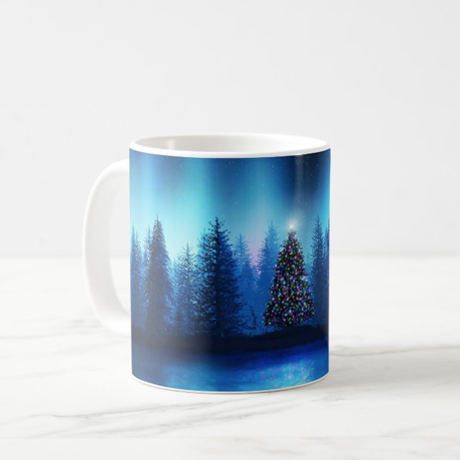 Christmas tree Xmas peaceful forest Coffee Mug (Front Left)