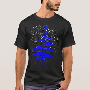 Christmas Tree Xmas Tree Blue Brush Stroke Men Wom T-Shirt