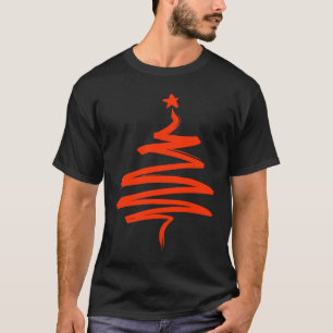 Christmas Tree Xmas Tree Orange Brush Stroke Men W T-Shirt