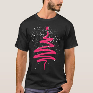 Christmas Tree Xmas Tree Pink Brush Stroke Men Wom T-Shirt