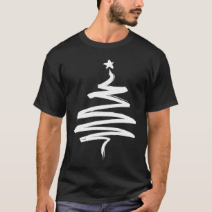 Christmas Tree Xmas Tree White Brush Stroke Men Wo T-Shirt