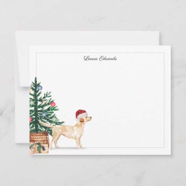 Christmas Tree Yellow Labrador Retriever Holiday Card (Front)