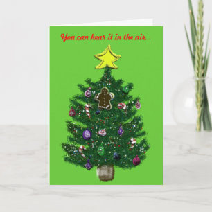 Christmas Tree Yellow Star Gingerbread Man Holiday Card