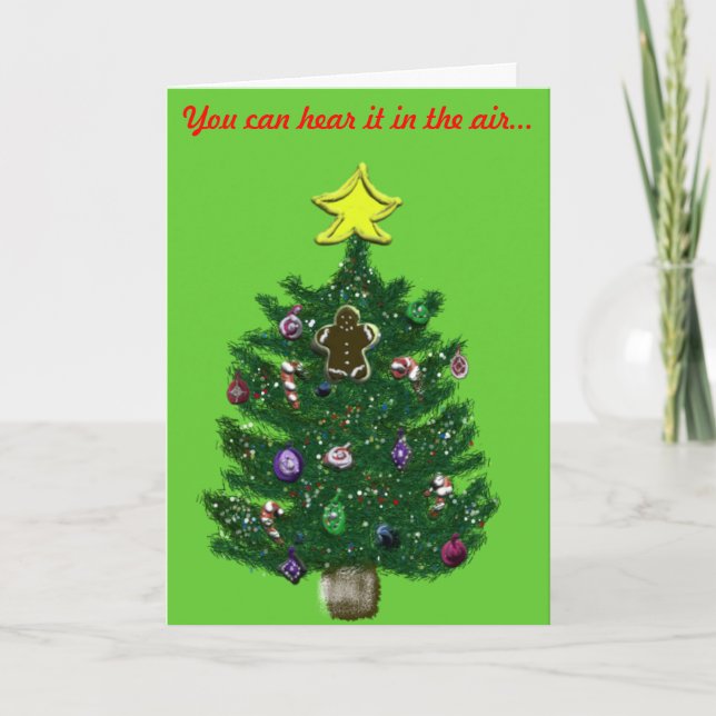 Christmas Tree Yellow Star Gingerbread Man Holiday Card (Front)