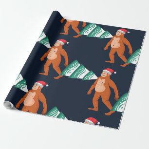 christmas tree yeti sasquatch bigfoot wrapping paper