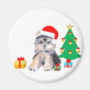 Christmas tree, Yorkshire puppy dog & gifts Magnet