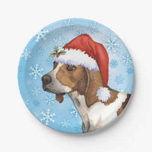Christmas Treeing Walker Coonhound Paper Plate
