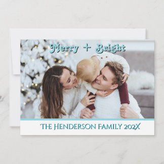 Christmas Trees 1 Photo Christmas Merry & Bright Holiday Card