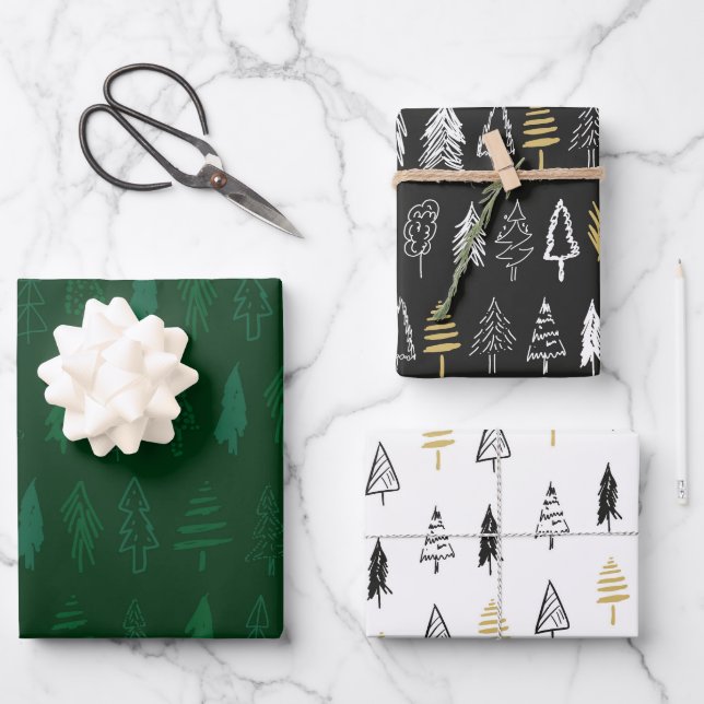 Christmas Trees 2 Wrapping Paper Sheet (Front)