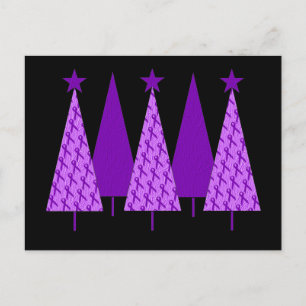 Christmas Trees - Alzheimers Purple Ribbon Holiday Postcard
