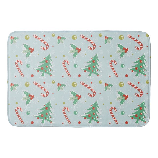 Christmas Trees And Candy Canes Bath Mat (Front)