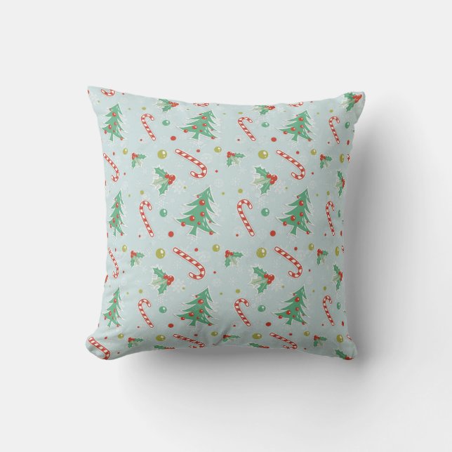Christmas Trees And Candy Canes Cushion (Front)
