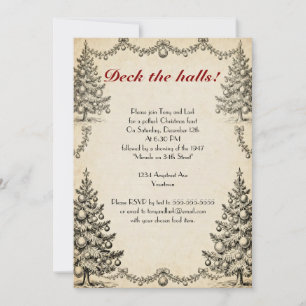 Christmas Trees and Garlands Holiday Party Invitation