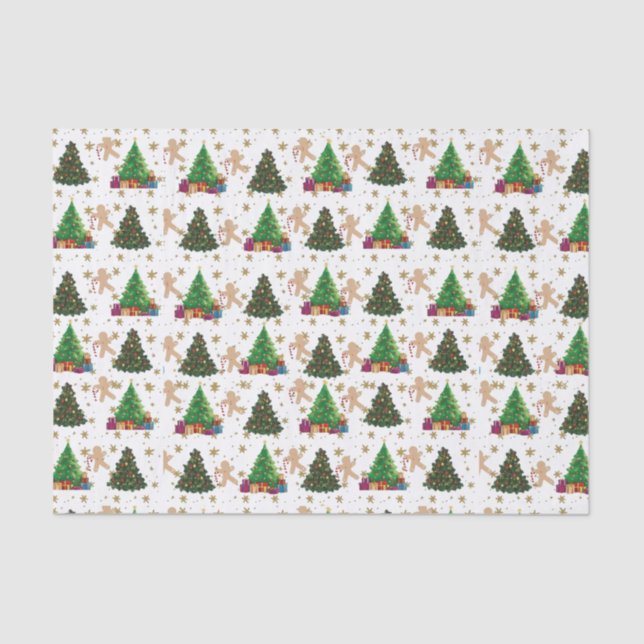 Christmas Trees and Gingerbread Tissue Paper (Front)