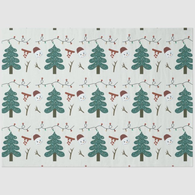 Christmas Trees and Lights Green Christmas Tissue Paper (Front)