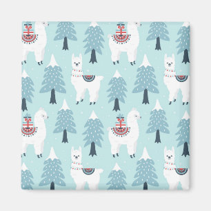 Christmas Trees and Llamas Magnet