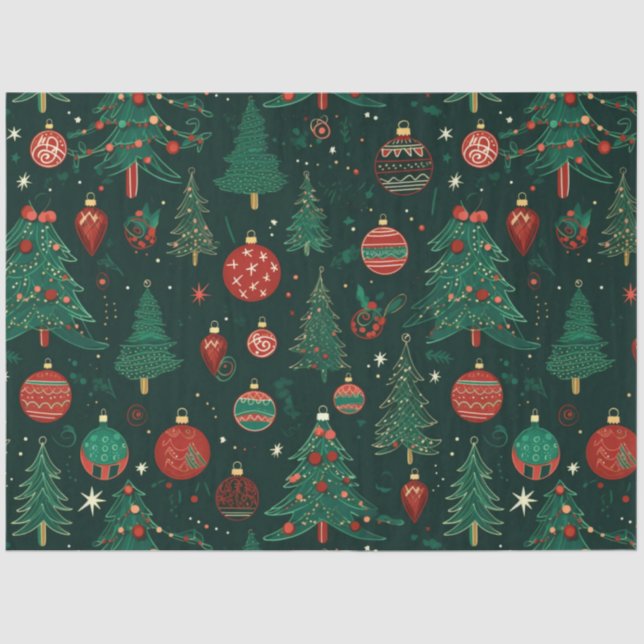 Christmas Trees and Ornaments Christmas Tissue Paper (Front)