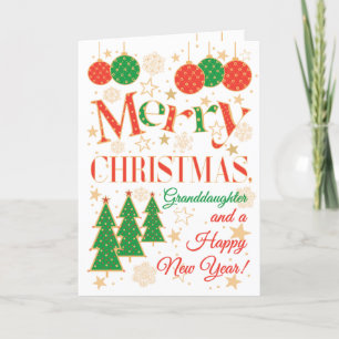 Christmas Trees and Ornaments for Granddaughter Card