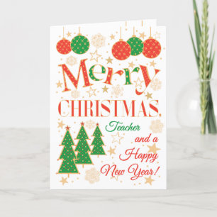 Christmas Trees and Ornaments for Teacher Card
