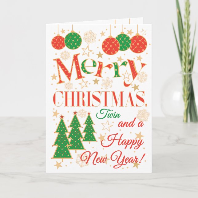 Christmas Trees and Ornaments for Twin Card (Front)
