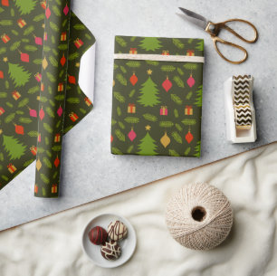 Christmas trees and ornaments Wrapping Paper