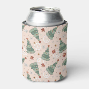 Christmas Trees and Peace Signs Pattern Can Cooler