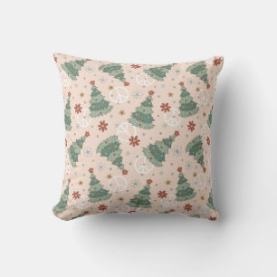 Christmas Trees and Peace Signs Pattern Cushion