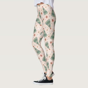 Christmas Trees and Peace Signs Pattern Leggings
