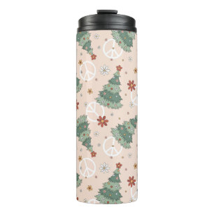 Christmas Trees and Peace Signs Pattern Thermal Tumbler