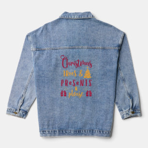 Christmas Trees And Presents Please Christmas Xmas Denim Jacket