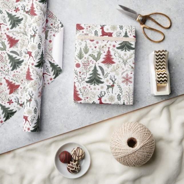 Christmas Trees and Reindeer Wrapping Paper (Crafts)