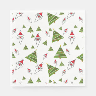 Christmas Trees and Santa Claus Napkin