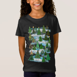 Christmas trees and snow hares T-Shirt
