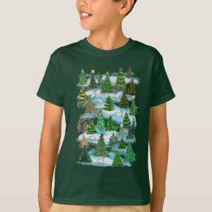 Christmas trees and snow hares T-Shirt