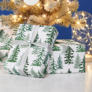 Christmas Trees and Snow in the Forest Wrapping Paper