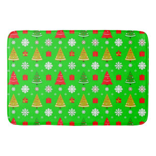Christmas Trees and Snowflakes Bath Mat