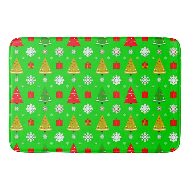 Christmas Trees and Snowflakes Bath Mat (Front)