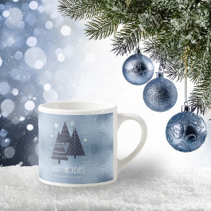 Christmas Trees and Snowflakes Blue ID863 Espresso Cup