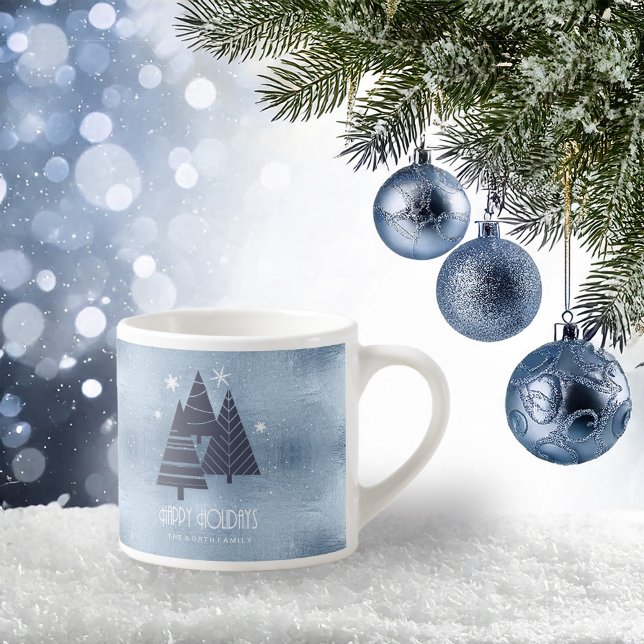 Christmas Trees and Snowflakes Blue ID863  Espresso Cup (Creator Uploaded)
