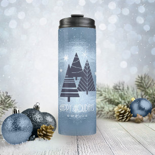 Christmas Trees and Snowflakes Blue ID863 Thermal Tumbler