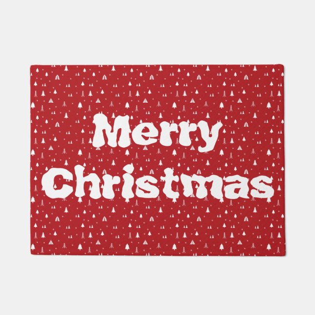 Christmas Trees and Snowflakes Door Mat (Front)