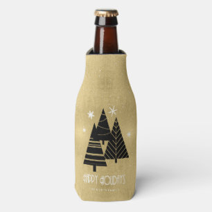 Christmas Trees and Snowflakes Gold ID863  Bottle Cooler