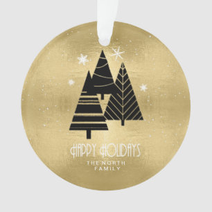 Christmas Trees and Snowflakes Gold ID863 Ornament