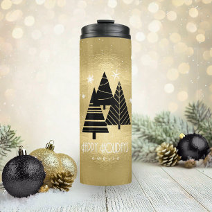 Christmas Trees and Snowflakes Gold ID863 Thermal Tumbler