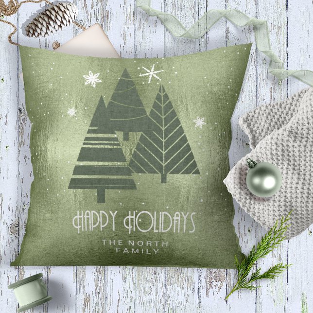 Christmas Trees and Snowflakes Green ID863 Cushion (Creator Uploaded)