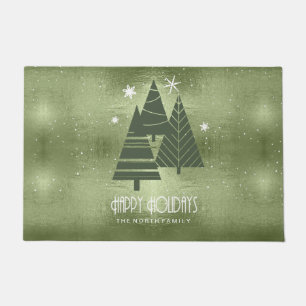 Christmas Trees and Snowflakes Green ID863 Doormat