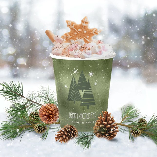 Christmas Trees and Snowflakes Green ID863 Paper Cups (Creator Uploaded)