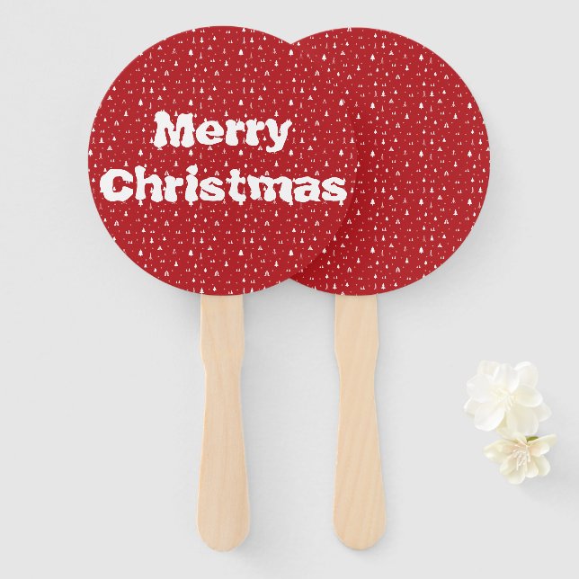 Christmas Trees and Snowflakes Hand Fan (Front and Back)